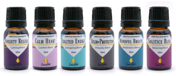 Essential Oil 6-pack - Anxiety Release, Calm Heart, Exalted Energy, Helm of Protection, Mindful Breath, Solstice Bliss - LavHā